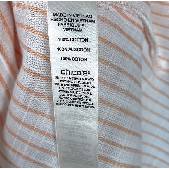 NWT Chico's Striped Cotton Button Front Shirt Size Medium Tiered Lightweight - Picture 8 of 8